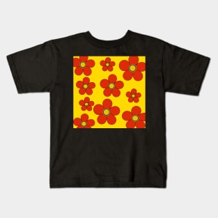 retro hippy flower power pop art pattern Kids T-Shirt